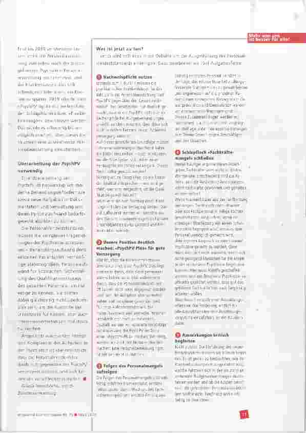 Vorschauseite 2: PsychVVG seit 1. Januar 2017 in Kraft: Jetzt »Personalbemessung light« verhindern!
