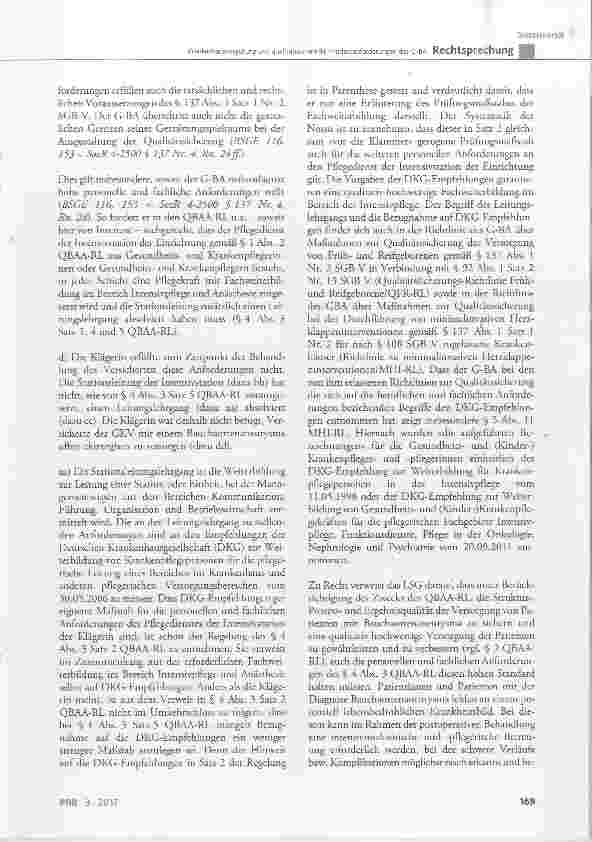 Vorschauseite 5: Krankenhausvergütung und qualitätssichernde Mindestanforderungen des G-BA (hier: kein Leitungslehrgang der Stationsleitung der Intensivstation)