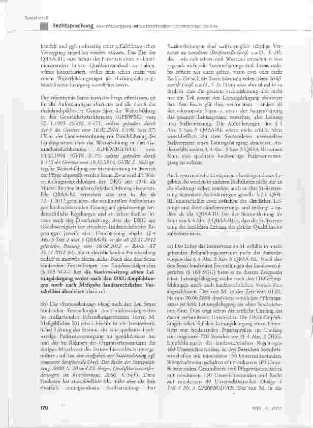 Vorschauseite 6: Krankenhausvergütung und qualitätssichernde Mindestanforderungen des G-BA (hier: kein Leitungslehrgang der Stationsleitung der Intensivstation)