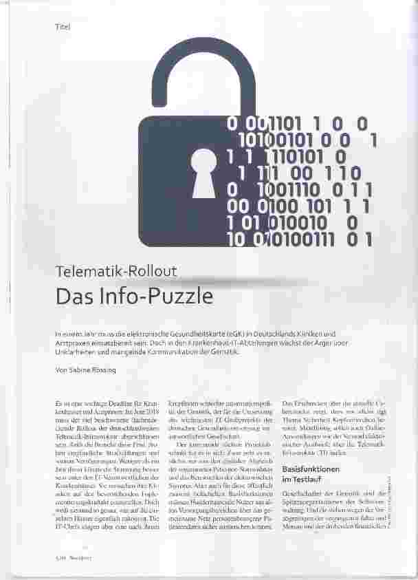 Vorschauseite 1: Telematik-Rollout Das Info-Puzzle