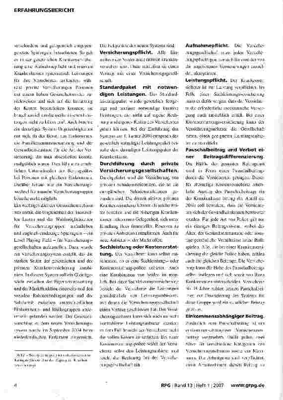 Vorschauseite 2: Das neue Krankenversicherungssystem in den Niederlanden -ein Jahr nach der Einführung