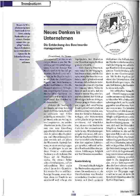 Vorschauseite 1: Neues Denken in Unternehmen Die Entdeckung des Beschwerdemanagements
