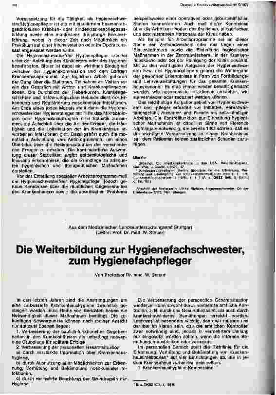 Vorschauseite 1: Die Weiterbildung zur Hygienefachschwester/Pfleger