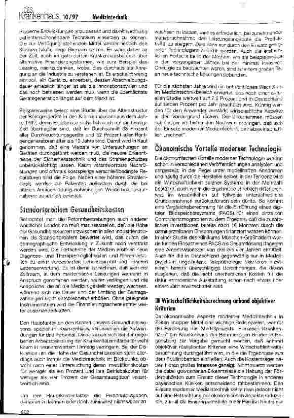 Vorschauseite 2: Rechnet sich das filmlose Krankenhaus Förderung und Umsetzung moderner Medizintechnik unter gesundheitspolitischen und ökonomischen Aspekten