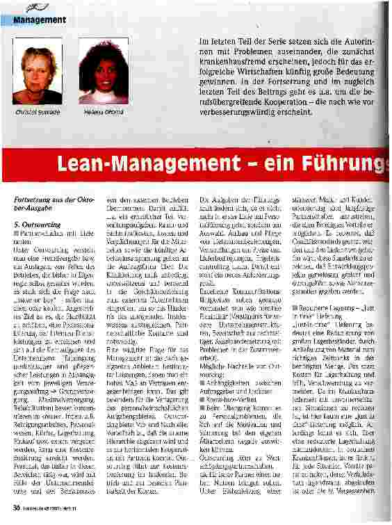 Vorschauseite 1: Lean-Management - ein Führungskonzept für die Krankenpflege? 3. Teil