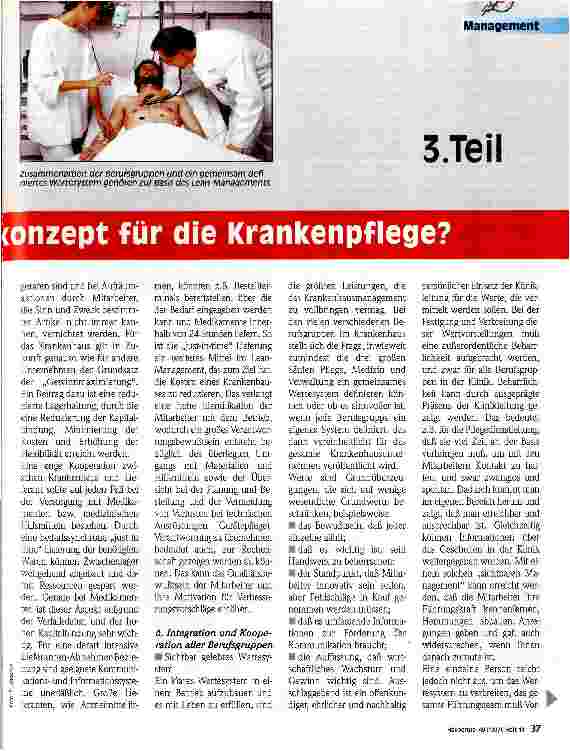 Vorschauseite 2: Lean-Management - ein Führungskonzept für die Krankenpflege? 3. Teil