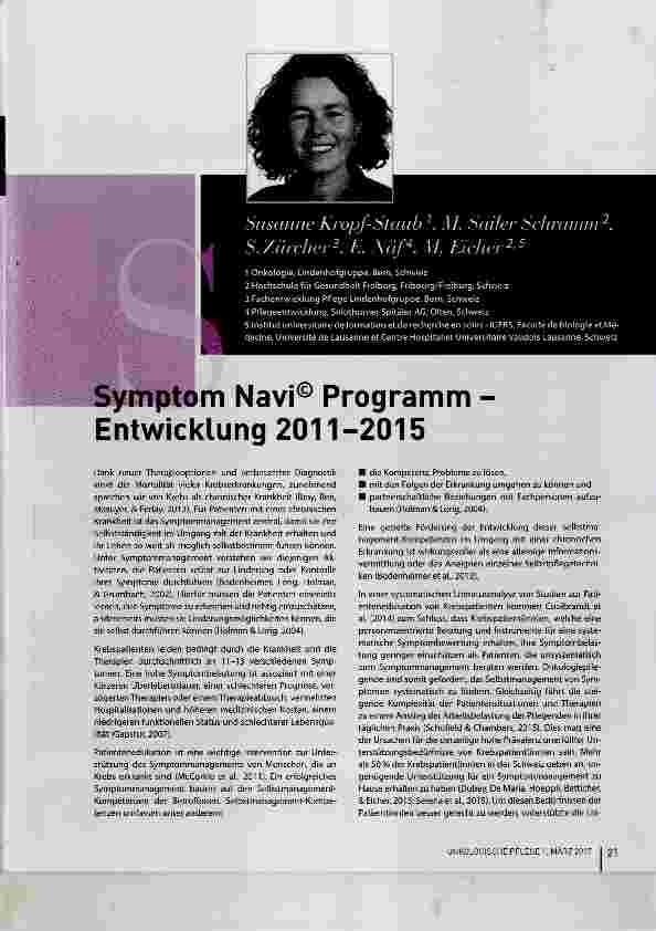 Vorschauseite 1: Symptom Navi® Programm Entwicklung 2011-2015