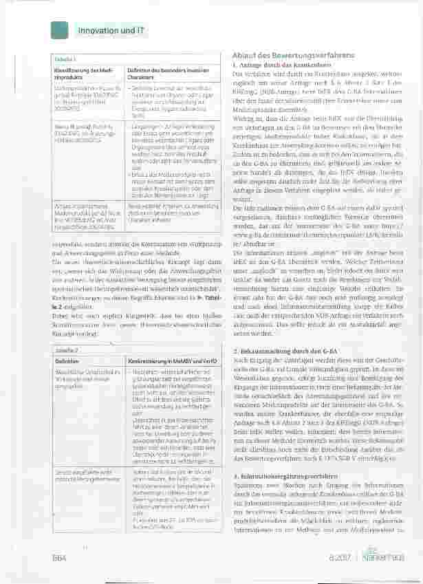 Vorschauseite 2: Nutzenbewertung von Methoden mit Medizinprodukten hoher Risikoklasse