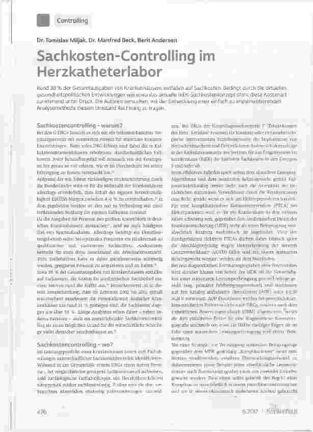 Vorschauseite 1: Sachkosten-Controlling im Herzkatheterlabor
