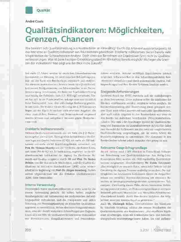 Vorschauseite 1: Qualitätsindikatoren: Möglichkeiten, Grenzen, Chancen