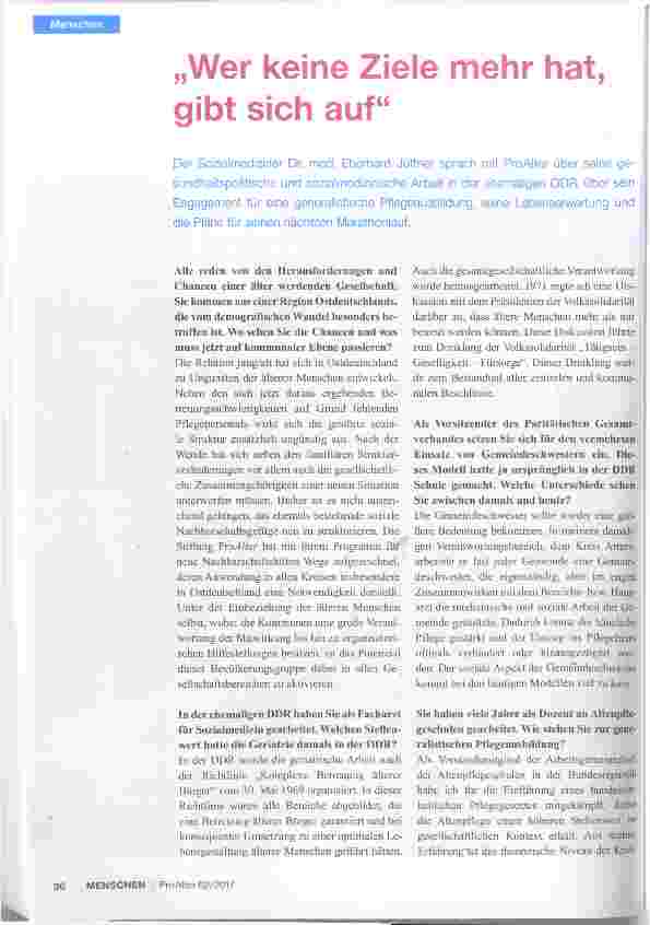 Vorschauseite 1: Wer keine Ziele mehr hat, gibt sich auf