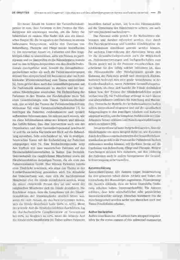 Vorschauseite 2: Händehygiene und Gesundheitskompetenz im Kontext von Patientensicherheit im KrankenhausHand hygiene and health literacy in the context of patient safety in hospitals