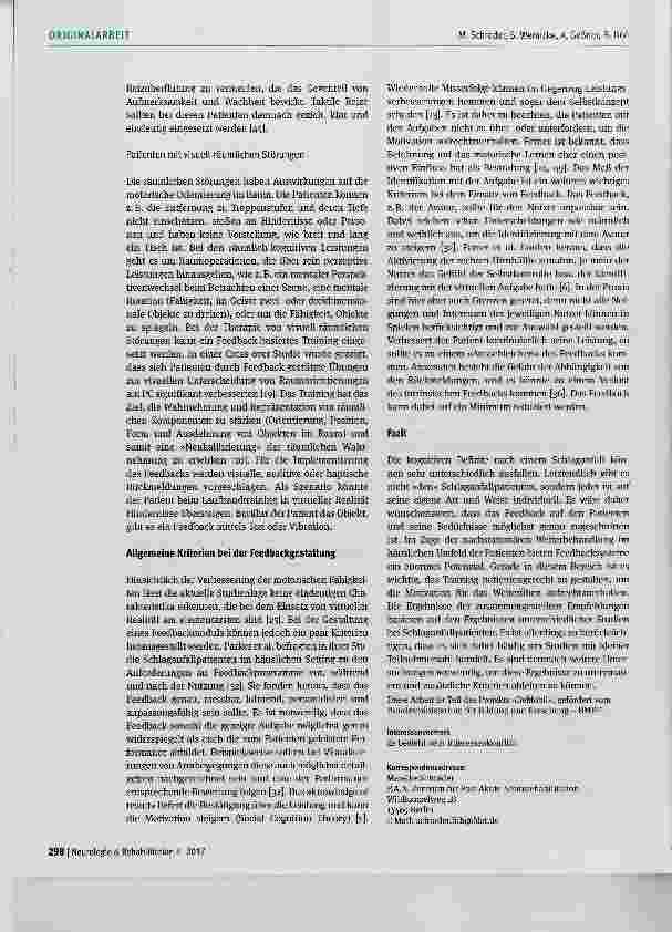 Vorschauseite 6: Anwendungsempfehlungen zum Einsatz von Feedback bei kognitiven Defiziten nach Schlaganfall