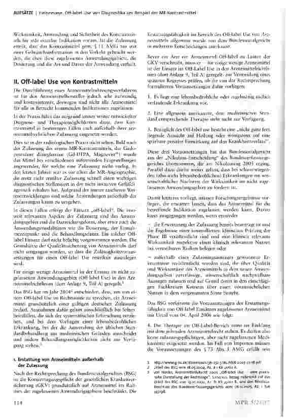 Vorschauseite 2: Off-Iabel Use von Diagnostika am Beispiel der MR-Kontrastmittel