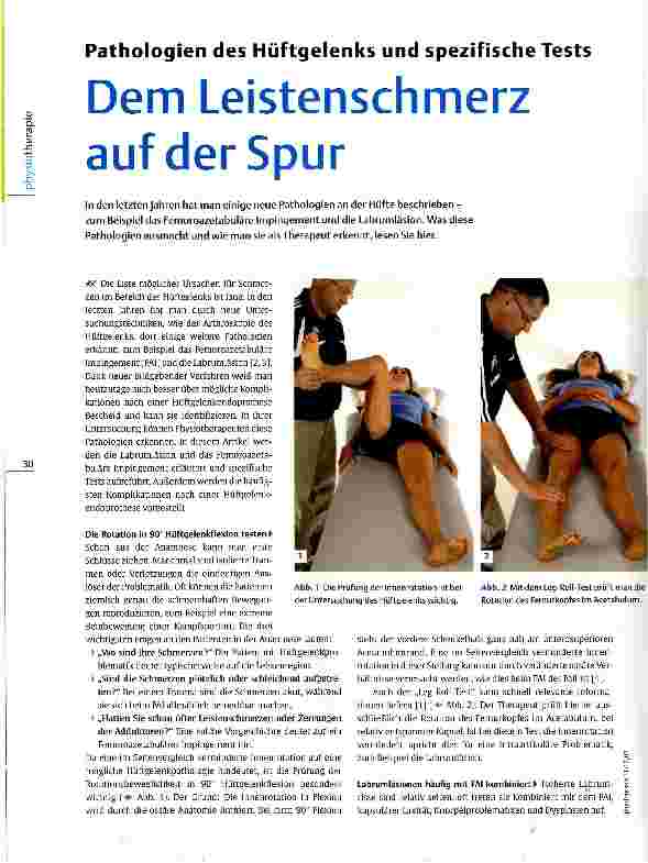 Vorschauseite 1: Pathologien des Hüftgelenks und spezifische Tests Dem Leistenschmerz auf der Spur