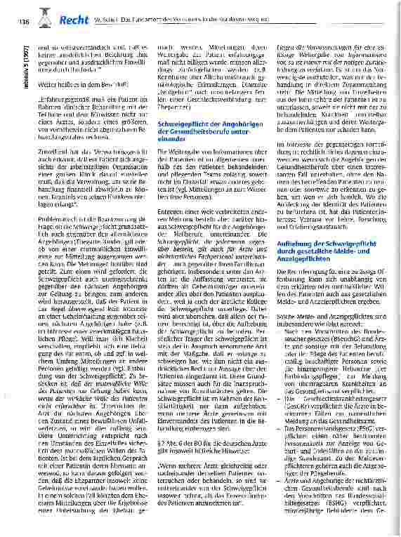 Vorschauseite 4: Das Fundament des Vertrauens in der Krankenversorgung: Die Schweigepflicht