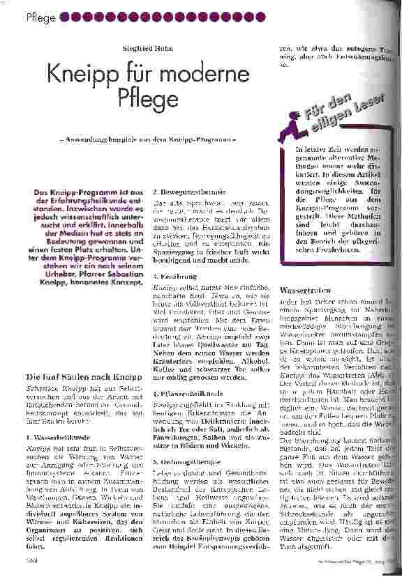 Vorschauseite 1: Kneipp für moderne Pflege Anwendungsbeispiele aus dem Kneipp-Programm