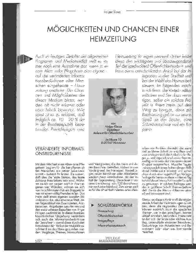 Vorschauseite 1: Möglichkeiten und Chancen einer Heimzeitung
