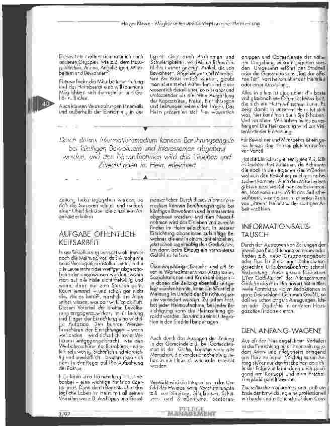 Vorschauseite 3: Möglichkeiten und Chancen einer Heimzeitung