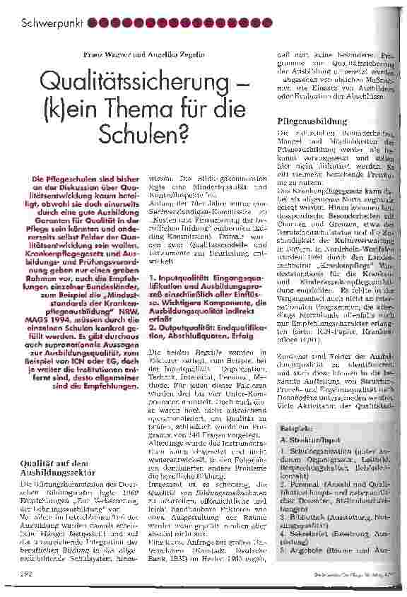 Vorschauseite 1: Qualitätssicherung - (k)ein Thema für die Schulen?