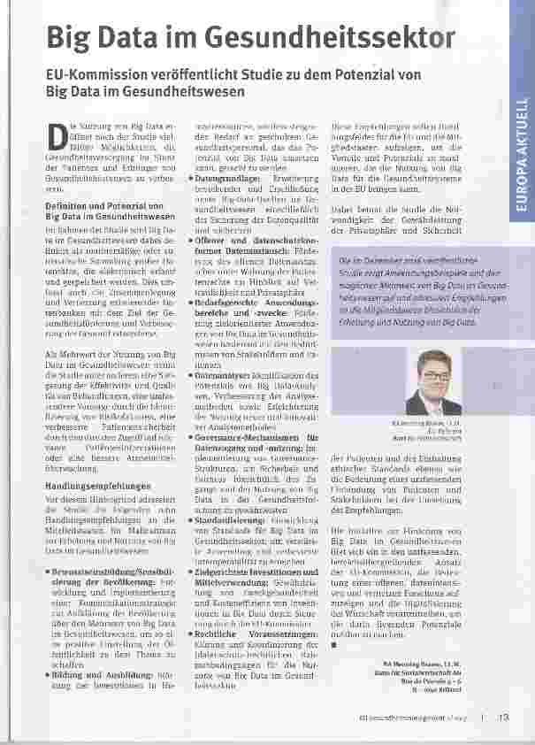 Vorschauseite 1: Big Data im Gesundheitssektor