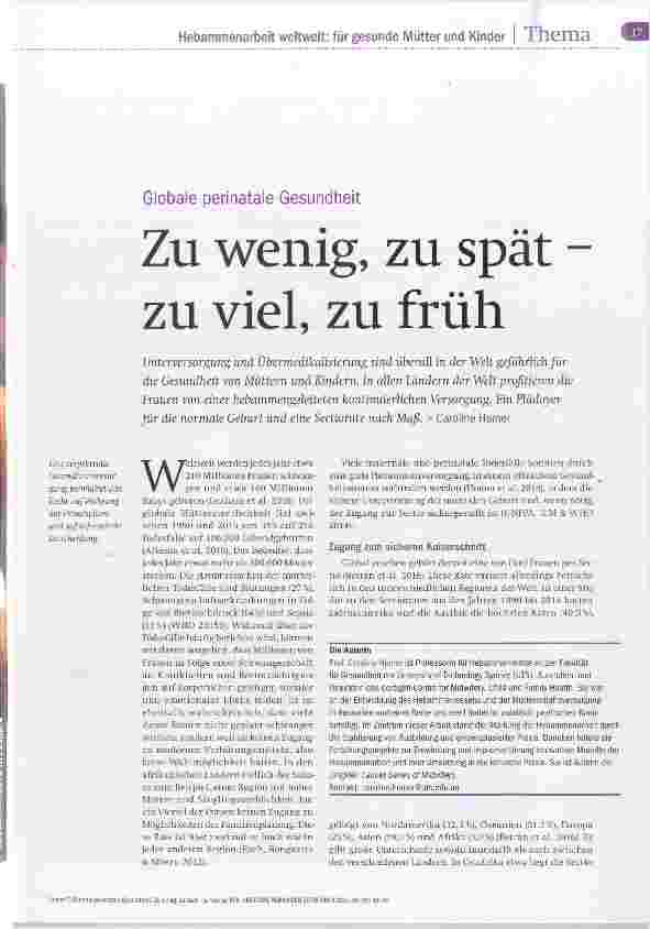 Vorschauseite 1: Zu wenig, zu spät zu viel, zu früh