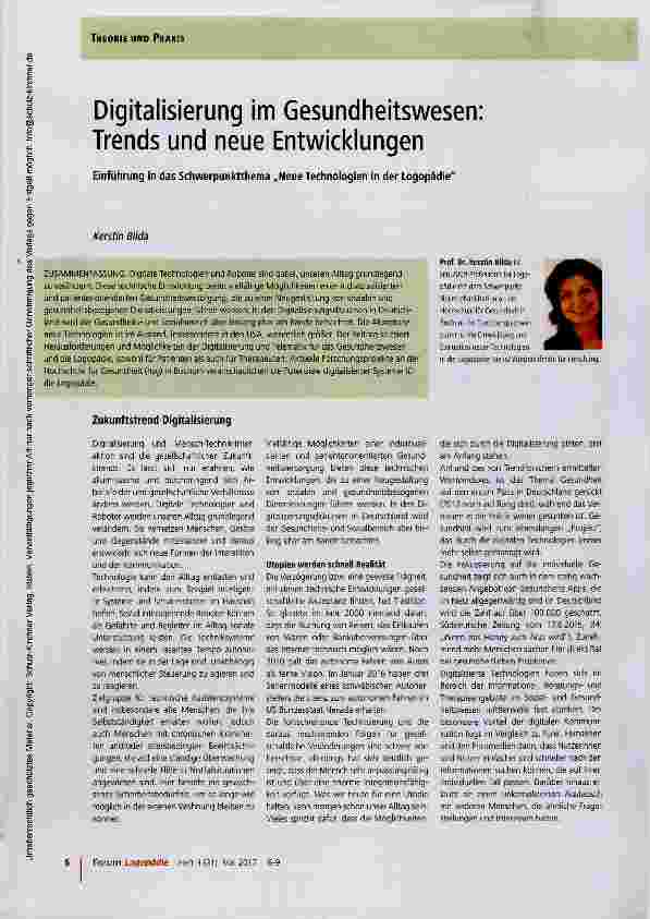 Vorschauseite 1: Digitalisierung im Gesundheitswesen: Trends und neue Entwicklungen