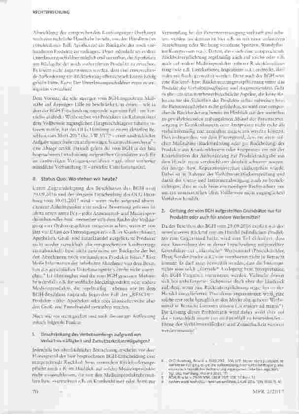 Vorschauseite 6: Unlauterer Wettbewerb: Handlungspflichten eines Unterlassungsschuldners zur Beseitigung des fortdauernden Störungszustandes; Klärung der Zumutbarkeit der Handlungen im Vollstrecku…