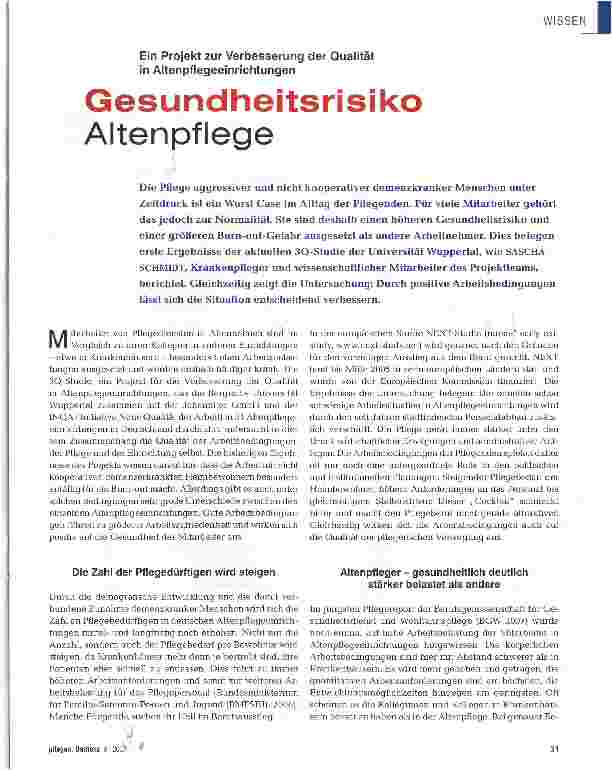 Vorschauseite 1: Gesundheitsrisiko Altenpflege