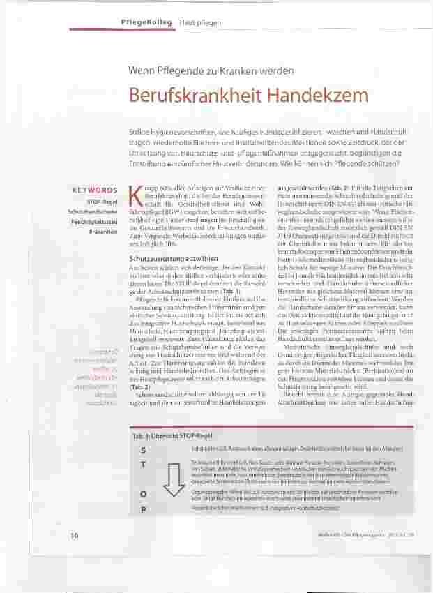 Vorschauseite 1: Berufskrankheit Handekzem