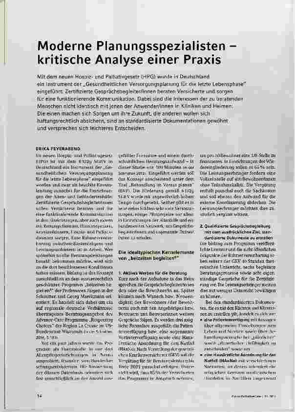 Vorschauseite 1: Moderne Planungsspezialisten kritische Analyse einer Praxis