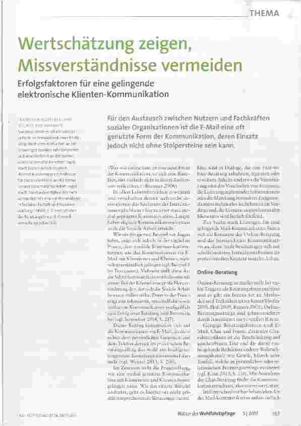 Vorschauseite 1: Wertschätzung zeigen, Missverständnisse vermeiden Erfolgsfaktoren für eine gelingende elektronische Klienten-Kommunikation