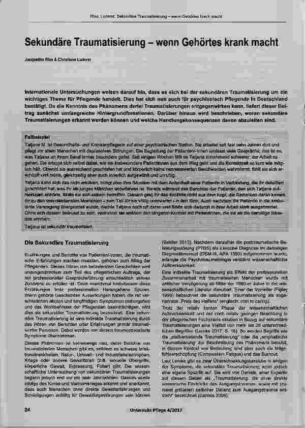 Vorschauseite 1: Sekundäre Traumatisierung - wenn Gehörtes krank macht