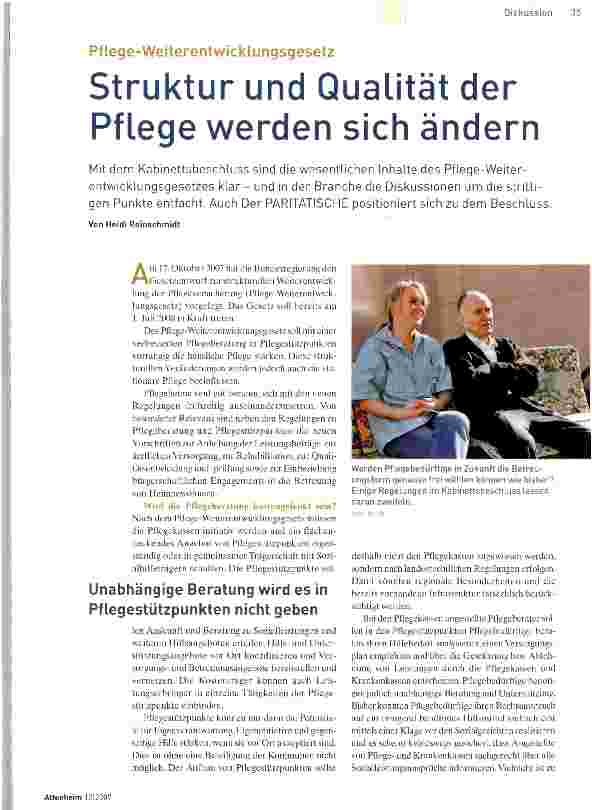 Vorschauseite 1: Struktur und Qualität der Pflege werden sich ändern