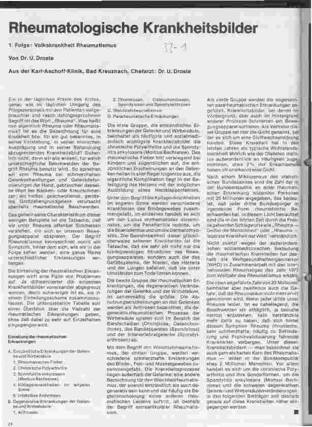 Vorschauseite 1: Rheumatologische Krankheitsbilder 1. Folge: Volkskrankheit Rheumatismus