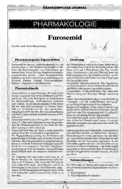 Vorschauseite 1: Pharmakologie Furosemid
