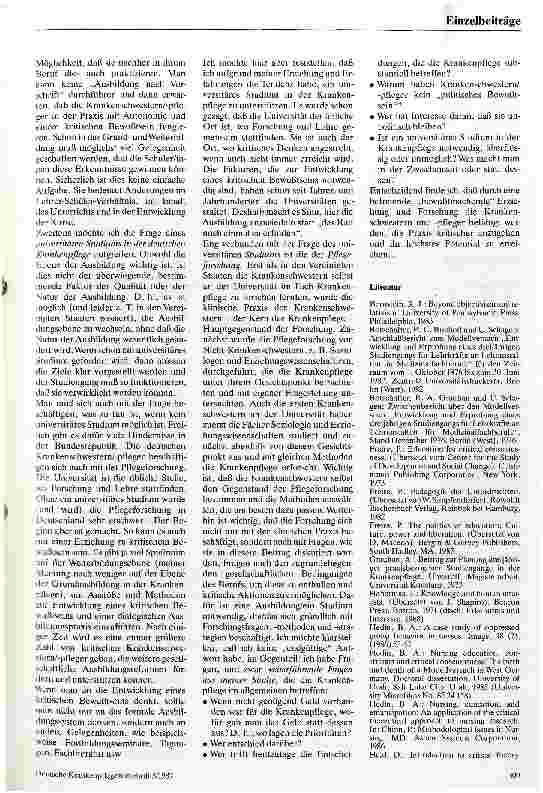 Vorschauseite 6: Geburt und Tod eines Modellversuchs Erziehung zu einem kritischen Bewußtsein in der Krankenpflege