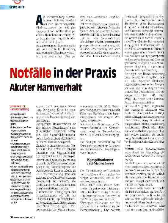 Vorschauseite 1: Notfälle in der Praxis Akuter Harnverhalt