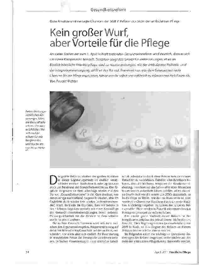 Vorschauseite 1: Kein großer Wurf, aber Vorteile für die Pflege