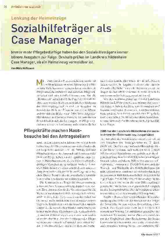 Vorschauseite 1: Sozialhilfeträger als Case Manager