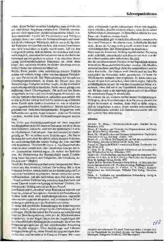 Vorschauseite 4: Tagesklinik für psychisch Kranke Bindeglied zwischen stationärer und ambulanter Behanldung