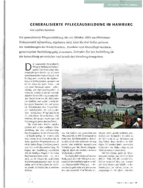 Vorschauseite 1: GENERALISIERTE PFLEGEAUSBILDUNG IN HAMBURG
