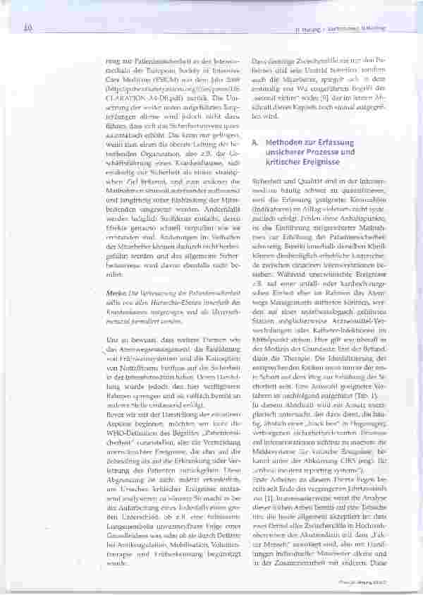 Vorschauseite 2: Patientensicherheit in der Intensivmedizin: eine Zwischenbilanz