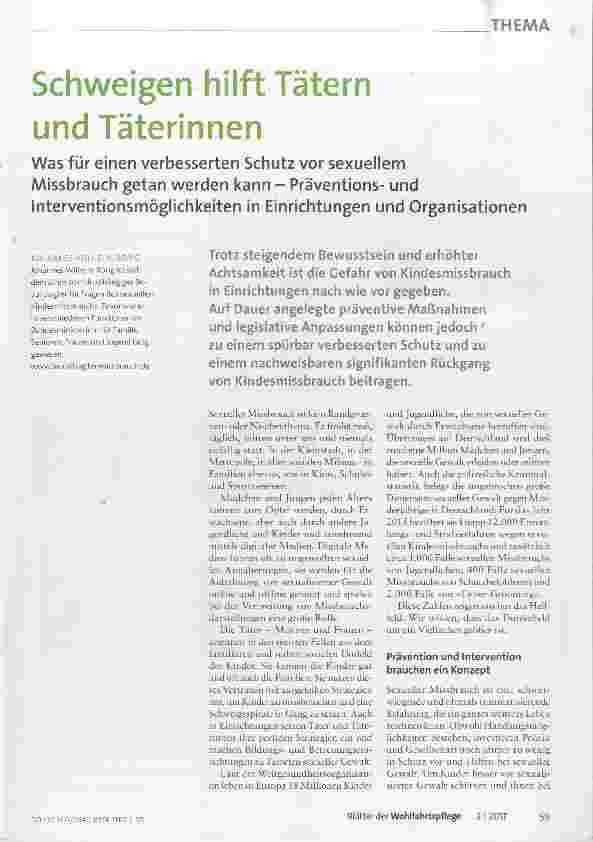 Vorschauseite 1: Schweigen hilft Tätern und Täterinnen