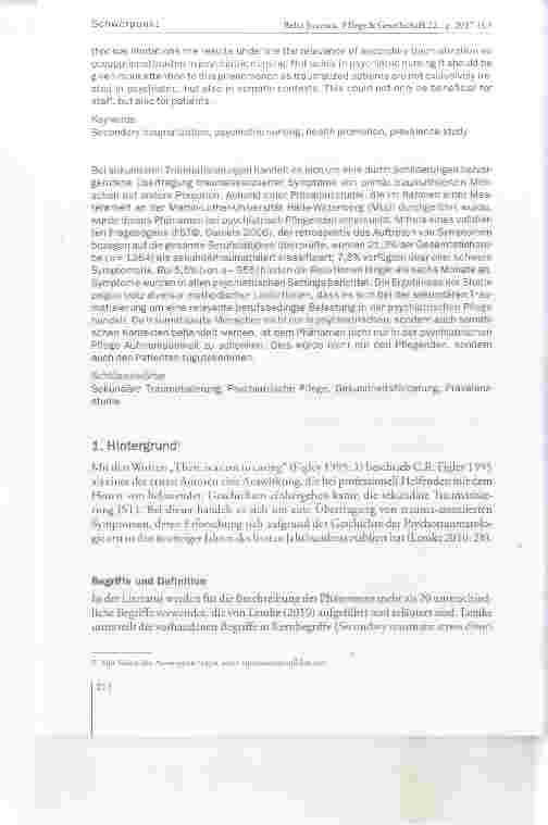 Vorschauseite 2: Das Trauma aus zweiter Hand: Sekundäre Traumatisierungen von psychiatrischPflegenden