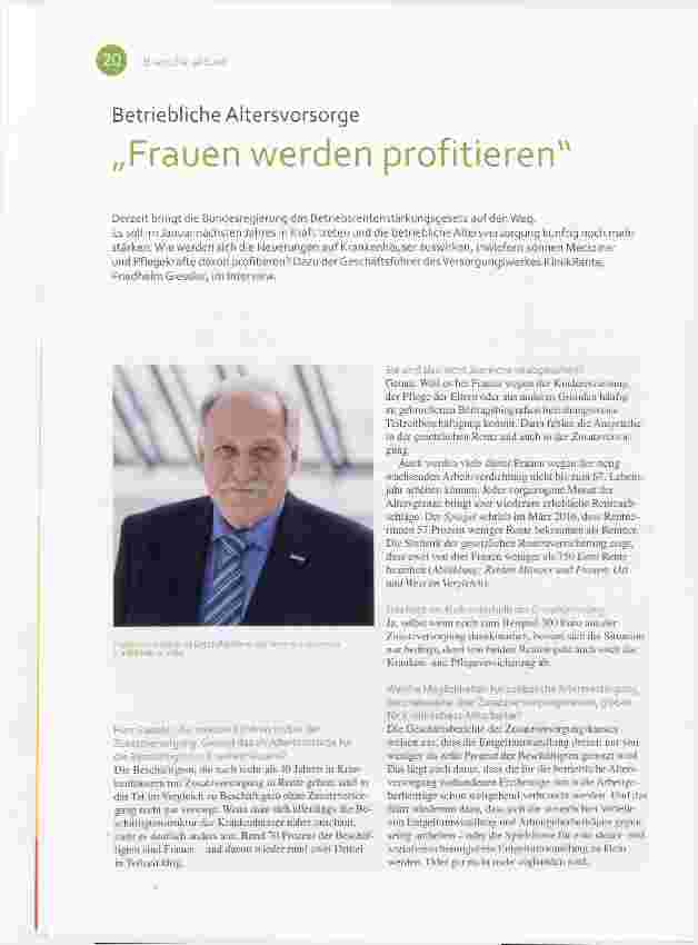 Vorschauseite 1: Betriebliche Altersvorsorge „Frauen werden profitieren“