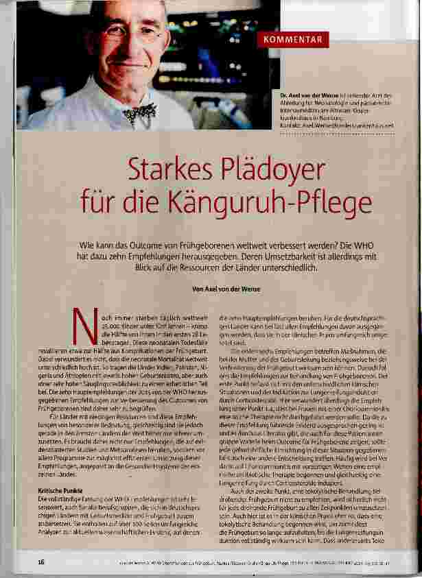 Vorschauseite 1: Starkes Plädoyer für die Känguruh-Pflege