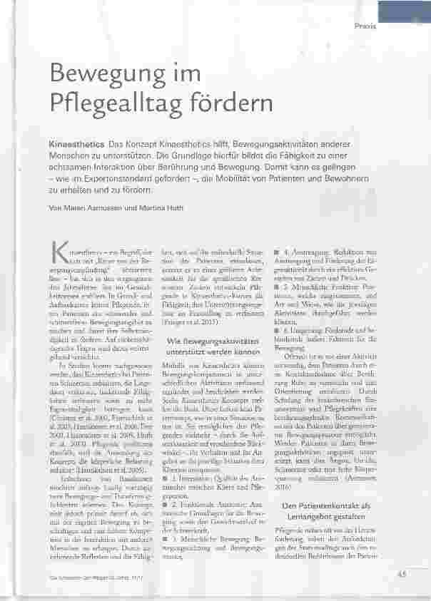 Vorschauseite 1: Bewegung im Pflegealltag fördern