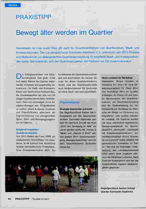 Vorschauseite 1: Bewegt älter werden im Quartier