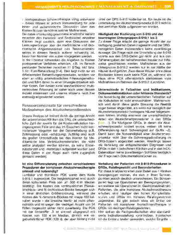Vorschauseite 6: Komplexe Akutschmerztherapie: Aufwand und Häufigkeit, Kosten und Vergütung